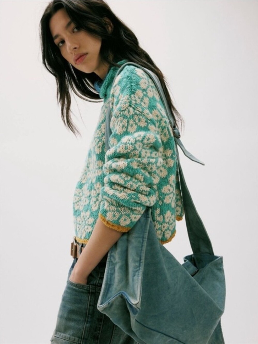 NWT| Free People ♡ Camp Crush Blue Canvas Crossbody Tote Bag